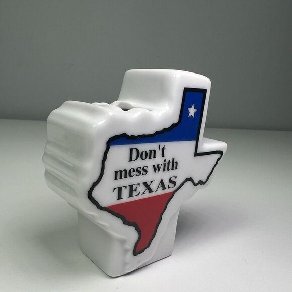 1980’s Don't Mess With Texas Ceramic Bud Vase 3D State Flag - Picture 5 of 9